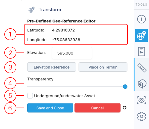 Predefined Geo Reference Editor